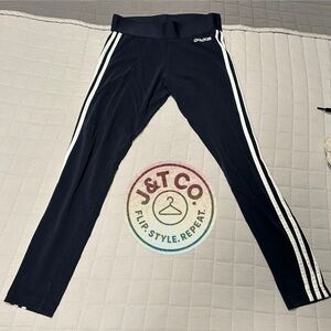 Adidas Black and White Leggings with Classic Stripes